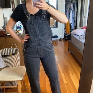ASOS DESIGN denim dungaree in washed - BLACK